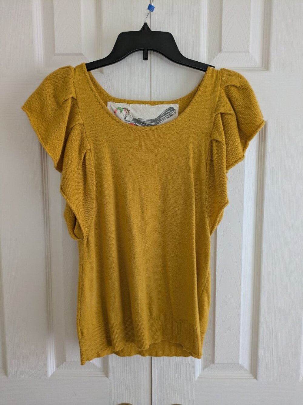 Robin (Anthropologie) short sleeve sweater in Mustard Color, size S